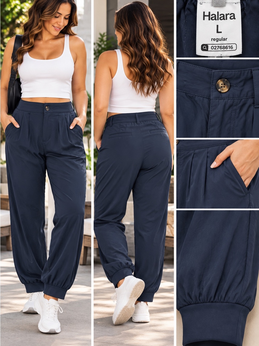 HALARA Navy Tapered Track Joggers
